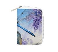 RTFGHJS Dragonfly Jacaranda Leaf Credit Card Holder Wallet PU Leather Card Case Cards Protector Front Pocket Wallets