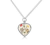 RTFGHJS Draw Two Cats Urn Necklace for Ashes Personalized Cremation Jewelry Heart Pendant Keepsake Jewelry for Dog Cat Sympathy Gift for Pets Lovers