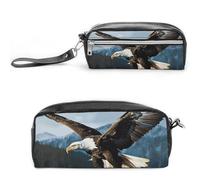 RTFGHJS Eagle at Hunting Pencil Case, Large Capacity Pencil Pouch, Leather Small Makeup Bag, Portable Zipper Stationery Bag for Stationery, Travel Toiletry, Makeup, Supplies