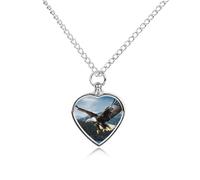 RTFGHJS Eagle at Hunting Urn Necklace for Ashes Personalized Cremation Jewelry Heart Pendant Keepsake Jewelry for Dog Cat Sympathy Gift for Pets Lovers