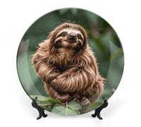 RTFGHJS Eastern Bluebird Decorative Ceramic Plate Personalized Bone China Decorative Plate Round Porcelain Plates with Display Stand Cabinet Display Plates for Home Decor 8inch