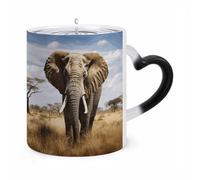 RTFGHJS Elephant Color Changing Mug Heat Activated Coffee Mug Funny Ceramic Magic Mugs Personalized Novelty Heat Sublimation Cups for Men Women Gifts 11 Oz