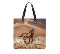 RTFGHJS Elephant Work Tote Bag for Women Leather Shoulder Bag with Magnetic Buckle Purse And Handbags, Horses Running in Desert Storm, 39x39cm