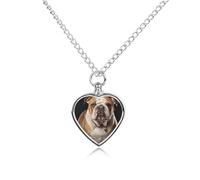 RTFGHJS English Bulldog Urn Necklace for Ashes Personalized Cremation Jewelry Heart Pendant Keepsake Jewelry for Dog Cat Sympathy Gift for Pets Lovers