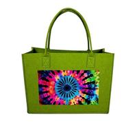 RTFGHJS Exotic Tribe Tie Dye Style Tote Bags Reusable Shopping Bag Grocery Bag Felt Handbags Storage Bags, Light Green, One Size