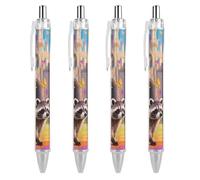 RTFGHJS Fairy Castle Raccoon Ballpoint Pens Retractable Ball Point Pens Smooth 0.5mm Medium Writing Pen Black Ink Pen for Men Women 4 PCS