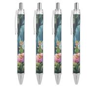 RTFGHJS Fantasy Forest Ballpoint Pens Retractable Ball Point Pens Smooth 0.5mm Medium Writing Pen Black Ink Pen for Men Women 4 PCS
