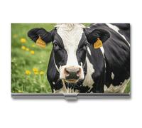 RTFGHJS Fire And Water Phoenix Business Card Holder, Metal Slim Name Card Case, Pocket Cards Holder for Women Or Men, Name Cards Booklet for Professionals, Executives, Cow black spot, One Size