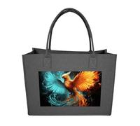 RTFGHJS Fire And Water Phoenix Tote Bags Reusable Shopping Bag Grocery Bag Felt Handbags Storage Bags Dark Gray
