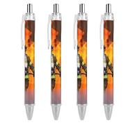 RTFGHJS Firefighter Fireman Flame Ballpoint Pens Retractable Ball Point Pens Smooth 0.5mm Medium Writing Pen Black Ink Pen for Men Women 4 PCS