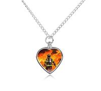 RTFGHJS Firefighter Fireman Flame Urn Necklace for Ashes Personalized Cremation Jewelry Heart Pendant Keepsake Jewelry for Dog Cat Sympathy Gift for Pets Lovers
