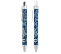 RTFGHJS Fish And Shells Ballpoint Pens Retractable Ball Point Pens Smooth 0.5mm Medium Writing Pen Black Ink Pen for Men Women 2 PCS