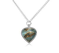 RTFGHJS Fly Fin Fish Urn Necklace for Ashes Personalized Cremation Jewelry Heart Pendant Keepsake Jewelry for Dog Cat Sympathy Gift for Pets Lovers