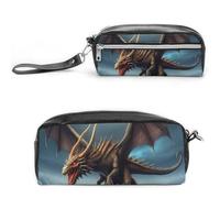 RTFGHJS Flying Dragon Pencil Case, Large Capacity Pencil Pouch, Leather Small Makeup Bag, Portable Zipper Stationery Bag for Stationery, Travel Toiletry, Makeup, Supplies