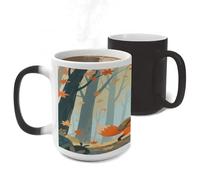 RTFGHJS Fox_adventure Color Changing Mugs Heat Sensitive Magic Mug 11 Oz Coffee Cup for Office, Ceramic Novelty Tea Mug with Handle for Home, Creative Gifts, Birthday, Anniversary