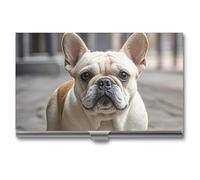 RTFGHJS French Bulldog Business Card Holder, Metal Slim Name Card Case, Pocket Cards Holder for Women Or Men, Name Cards Booklet for Professionals, Executives