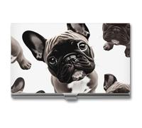 RTFGHJS French Bulldog Business Card Holder, Metal Slim Name Card Case, Pocket Cards Holder for Women Or Men, Name Cards Booklet for Professionals, Executives