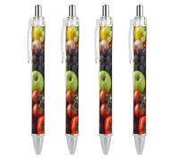 RTFGHJS Fresh Fruits And Vegetables Ballpoint Pens Retractable Ball Point Pens Smooth 0.5mm Medium Writing Pen Black Ink Pen for Men Women 4 PCS