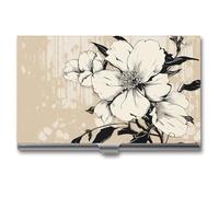 RTFGHJS Fresh Strawberries Business Card Holder, Metal Slim Name Card Case, Pocket Cards Holder for Women Or Men, Name Cards Booklet for Professionals, Executives, Beige Floral Pattern, One Size