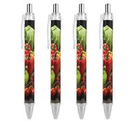 RTFGHJS Fresh Vegetables Fruits Ballpoint Pens Retractable Ball Point Pens Smooth 0.5mm Medium Writing Pen Black Ink Pen for Men Women 4 PCS
