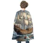 RTFGHJS Frog Halloween Cloak Christmas Cape Costume Accessory Cosplay Cloak for Parties Short Capes, Nautical Sailing Pirate Ship, One Size