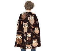 RTFGHJS Frog in The Pond Halloween Cloak Christmas Cape Costume Accessory Cosplay Cloak for Parties Short Capes, Cute Brown Cartoon Owls, One Size