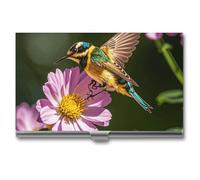 RTFGHJS Garden Bird Flowers Business Card Holder, Metal Slim Name Card Case, Pocket Cards Holder for Women Or Men, Name Cards Booklet for Professionals, Executives