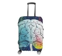 RTFGHJS Geometry Brain Image with Science Luggage Cover Elastic Luggage Covers for Suitcase Travel Luggage Covers Anti-Scratch Washable Suitcase Sleeve Fits 19-32 Inch Luggage, white, Small