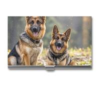 RTFGHJS German Shepherd Dogs Business Card Holder, Metal Slim Name Card Case, Pocket Cards Holder for Women Or Men, Name Cards Booklet for Professionals, Executives