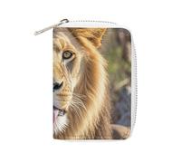 RTFGHJS Ghosts Dance with Magic PU Leather Card Holder - Slim Durable Credit Card Organizer for Men & Women, Lion Sticks out Tongue, 16x11.5cm