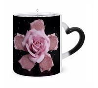 RTFGHJS Glitter Pink Rose Color Changing Mug Heat Activated Coffee Mug Funny Ceramic Magic Mugs Personalized Novelty Heat Sublimation Cups for Men Women Gifts 11 Oz