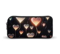 RTFGHJS Glowing Heart Love Pencil Case, Large Capacity Zipper Pencil Pouch Portable Office Stationery Makeup Bag, Desk Organizer for Stationery, Travel Toiletry, Makeup, Supplies