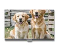 RTFGHJS Golden Retriever Dogs Puppies Pets Business Card Holder, Metal Slim Name Card Case, Pocket Cards Holder for Women Or Men, Name Cards Booklet for Professionals, Executives