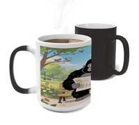 RTFGHJS Gorilla Reading Newspaper Color Changing Mugs Heat Sensitive Magic Mug 11 Oz Coffee Cup for Office, Ceramic Novelty Tea Mug with Handle for Home, Creative Gifts, Birthday, Anniversary