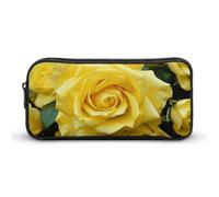 RTFGHJS Graceful Yellow Rose Flower Pencil Case, Large Capacity Zipper Pencil Pouch Portable Office Stationery Makeup Bag, Desk Organizer for Stationery, Travel Toiletry, Makeup, Supplies