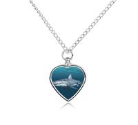 RTFGHJS Great White Shark Urn Necklace for Ashes Personalized Cremation Jewelry Heart Pendant Keepsake Jewelry for Dog Cat Sympathy Gift for Pets Lovers