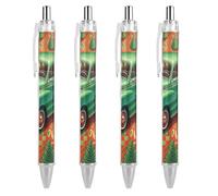 RTFGHJS Green Car Ballpoint Pens Retractable Ball Point Pens Smooth 0.5mm Medium Writing Pen Black Ink Pen for Men Women 4 PCS