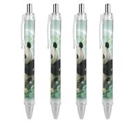 RTFGHJS Green Crystal Storm Panda Ballpoint Pens Retractable Ball Point Pens Smooth 0.5mm Medium Writing Pen Black Ink Pen for Men Women 4 PCS