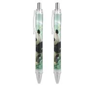 RTFGHJS Green Crystal Storm Panda Ballpoint Pens Retractable Ball Point Pens Smooth 0.5mm Medium Writing Pen Black Ink Pen for Men Women 2 PCS