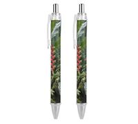 RTFGHJS Green Plants in The Tropical Rainforest Ballpoint Pens Retractable Ball Point Pens Smooth 0.5mm Medium Writing Pen Black Ink Pen for Men Women 2 PCS