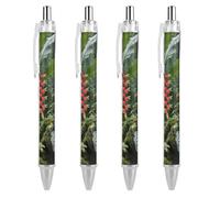 RTFGHJS Green Plants in The Tropical Rainforest Ballpoint Pens Retractable Ball Point Pens Smooth 0.5mm Medium Writing Pen Black Ink Pen for Men Women 4 PCS