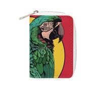 RTFGHJS Green Style Pattern PU Leather Card Holder - Slim Durable Credit Card Organizer for Men & Women, Two Red Parrots, 16x11.5cm