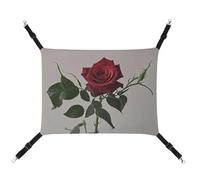 RTFGHJS Hanging Pet Hammock Cat Hammock for Cage Soft Breathable A Blooming Red Rose Pet Cage Bed with Metal Hooks Small Pets Resting Sleepy Pad for Cats Dogs Rabbits Other Small Animals