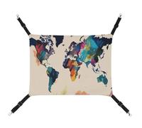 RTFGHJS Hanging Pet Hammock Cat Hammock for Cage Soft Breathable Abstract World Map Pet Cage Bed with Metal Hooks Small Pets Resting Sleepy Pad for Cats Dogs Rabbits Other Small Animals