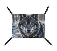 RTFGHJS Hanging Pet Hammock Cat Hammock for Cage Soft Breathable Big Black Wolf with Red Eyes Pet Cage Bed with Metal Hooks Small Pets Resting Sleepy Pad for Cats Dogs Rabbits Other Small Animals