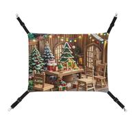 RTFGHJS Hanging Pet Hammock Cat Hammock for Cage Soft Breathable Christmas Wood Pet Cage Bed with Metal Hooks Small Pets Resting Sleepy Pad for Cats Dogs Rabbits Other Small Animals