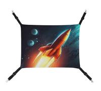 RTFGHJS Hanging Pet Hammock Cat Hammock for Cage Soft Breathable Stars and Space Rockets Pet Cage Bed with Metal Hooks Small Pets Resting Sleepy Pad for Cats Dogs Rabbits Other Small Animals