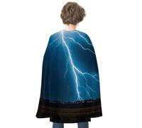 RTFGHJS Happy Birthday on The Beach Halloween Cloak Christmas Cape Costume Accessory Cosplay Cloak for Parties Short Capes, Lightning Strikes, Thunderstorms, One Size