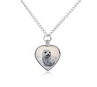 RTFGHJS Harp Seal Painting Urn Necklace for Ashes Personalized Cremation Jewelry Heart Pendant Keepsake Jewelry for Dog Cat Sympathy Gift for Pets Lovers