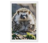 RTFGHJS Hedgehog Sitting on Top Diamond Painting Kit 8"x12" DIY Canvas Art Decor with Drill Pen, Tray & Wax, Waterproof Sparkling Wall Craft for Home Decor, Birthdays, Christmas